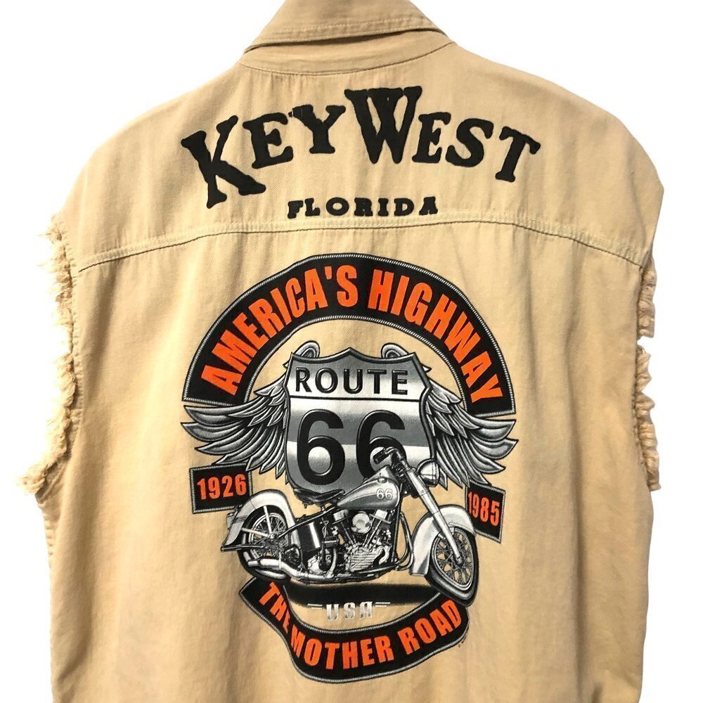 Biker Wear Vest Sz XL Route 66 America's Highway The Mother Road Key West FL